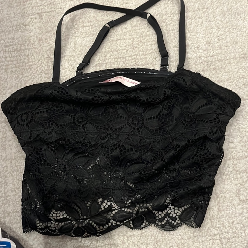 SO Pretty Little Layers Lace Crochet Strapless Bandeau Bralette